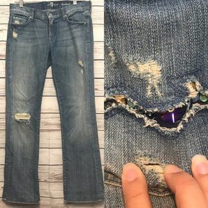 7 For All Mankind Bootcut Crystal Pocket Jeans 29